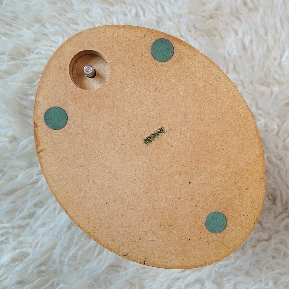 Vintage Wooden Jewelry Box 4 Tier Swivel Trinket Dish w/ Black Felt Lining - Picture 5 of 5